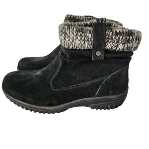 NIB Khombu Black "Laura" leather Ankle Bootie Winter Boots womens size 7